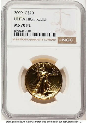 2009 G$20 ウルトラハイレリーフ PL ブラウンラベル NGC MS70