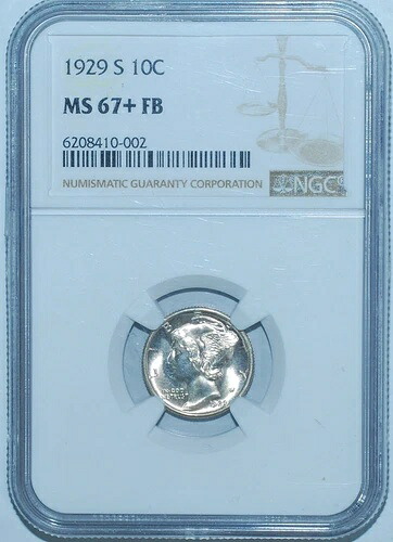 1929年 S NGC MS67 + FB フルバンド マーキュリーダイム 最高級のレジストリ用に結ばれた-｜WORLD RESOURCE【QUEEN店】