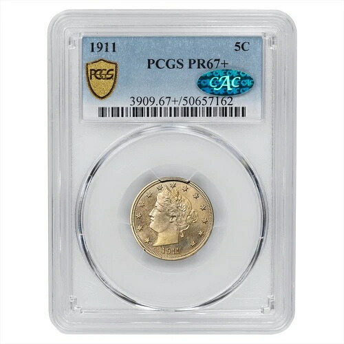 1911年 リバティV ニッケル 5C PCGS PR 67+ CAC