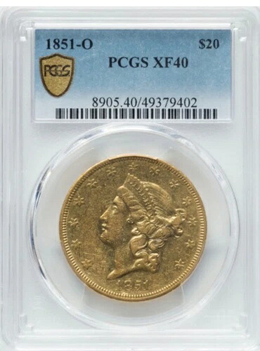 1851-O 20ドル金貨 リバティヘッド ダブルイーグル PCGS XF 40｜WORLD RESOURCE【QUEEN店】