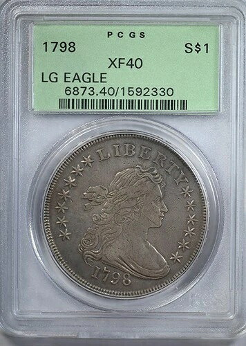 1798年 ドレープ胸像 ドル $1 PCGS XF40 OGH - 大型鷲