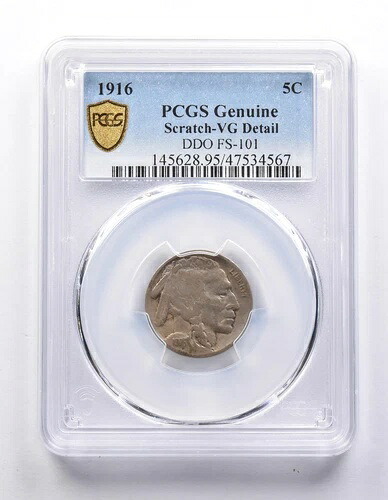 純正 1916年 インディアンヘッドバッファロー ニッケル DDO FS-101 スクラッチ VG ディテール PCGS *7658-