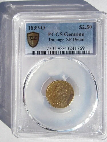 1839-O クラシック ヘッドクォーター イーグル $2.50 ドル金貨 PCGS XF 初期日付タイプ