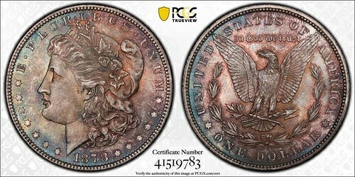 1878年 7TF Rev of 1879 モーガンシルバードル PCGS MS66 カラフル-