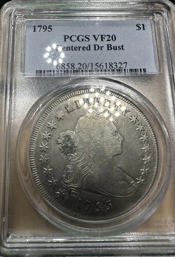 1795年 ドレープ胸像 ドル 1ドル 中央胸像 PCGS VF20