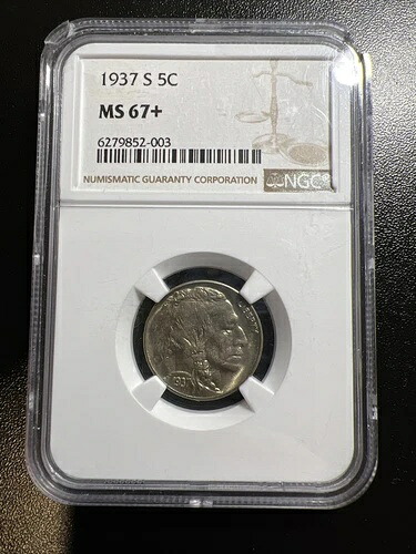 1937-S 5C バッファローニッケル PCGS MS67+