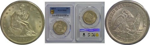 1859-S 着席リバティハーフドル PCGS MS-64｜WORLD RESOURCE【QUEEN店】