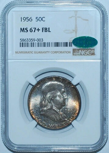 1956 NGC MS67+FBL CAC フルベルライン フランクリン ハーフダラー ミントセット トーン｜WORLD RESOURCE【QUEEN店】