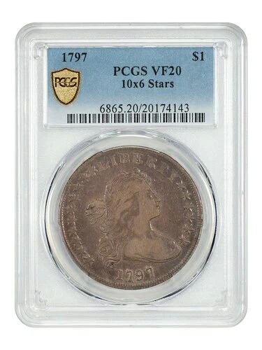 1797年 $1 PCGS VF20 (10X6 スター) - ドレープバストドル｜WORLD RESOURCE【QUEEN店】