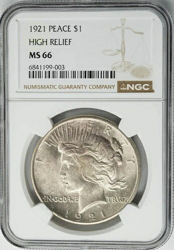 1921年 ピースシルバードル $ MS66 NGC 950514-12