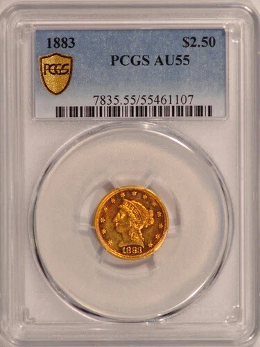 1883年 2.50ドル リバティゴールド クォーターイーグルコイン PCGS AU-55 1933年以前 ゴールド｜WORLD RESOURCE【QUEEN店】
