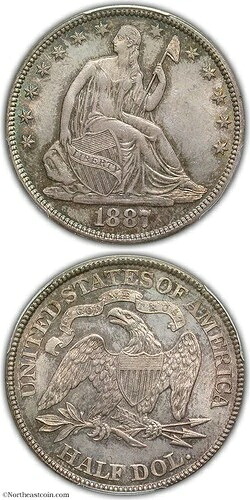 1887年 リバティ・シーティング・ハーフドル PCGS MS66 CAC|WORLD RESOURCE【QUEEN店】