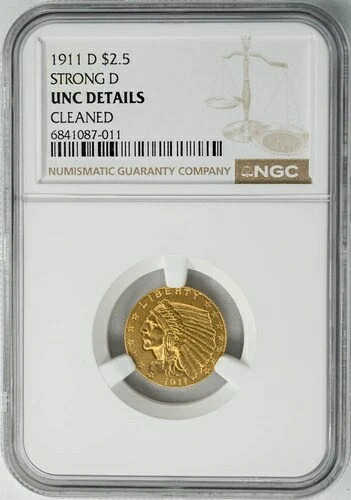 1911-D 2 1/2ドル金貨 インディアン 2.5ドル 強力D UNC 詳細 NGC 949842-37｜WORLD RESOURCE【QUEEN店】