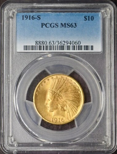 1916-S 10ドル金貨インディアンヘッドイーグル - PCGS MS63 - ?COINGIANTS?｜WORLD RESOURCE【QUEEN店】