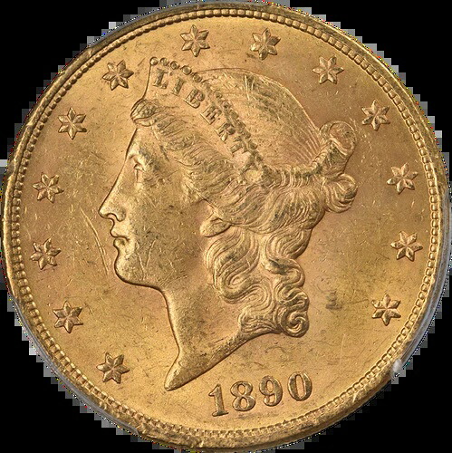 1890-P リバティゴールド $20 PCGS MS62 素晴らしい外観 素晴らしい打刻|WORLD RESOURCE【QUEEN店】