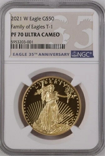 2021 W 1オンス プルーフ ゴールドイーグル NGC PF70 アメリカンイーグル 21EB タイプ1 G $50~レア-｜WORLD RESOURCE【QUEEN店】 887,040円