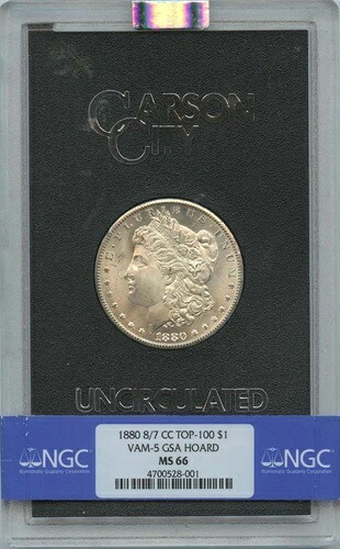 1880年 8/7-CC TOP-100 モルガン・ダラー VAM-5 GSA ホード S$1 NGC MS66|WORLD RESOURCE【QUEEN店】