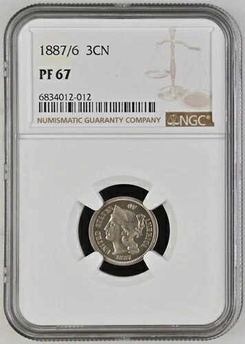 1887/6 3セント硬貨 - 銅ニッケル 3CN NGC PR67