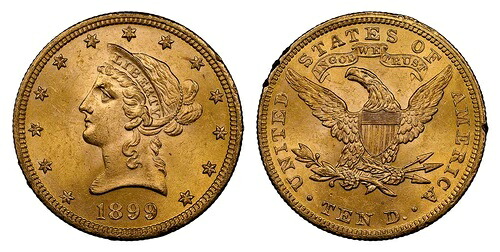 1899年 10ドル、イーグル。NGC MS64 フィラデルフィア。新様式の頭部、IGWT KM 102; Fr.-158。