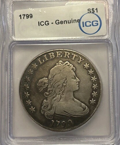 1799年 ドレープ胸像 紋章付き鷲 銀貨 1ドル 本物