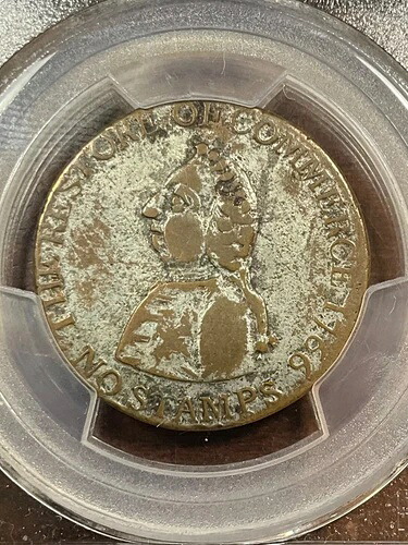 PCGS VF35 1766年 ハーフペニー銅貨 ウィリアム・ピット「銀メッキ」 非常に希少