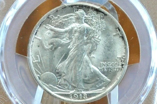 1918-D ウォーキング・リバティ・シルバー・ハーフドル、MS61(未流通)、PCGS、1918D ハーフ|WORLD RESOURCE【QUEEN店】
