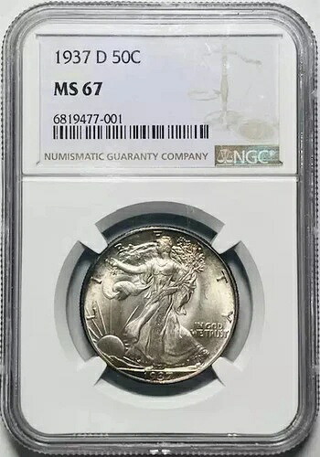 1937年 D ウォーキング・リバティ ハーフダラー NGC MS-67