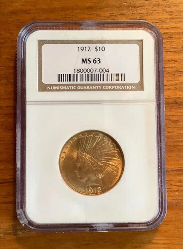 1912年 10ドル金貨 インディアンヘッドイーグル NGC MS 63|WORLD RESOURCE【QUEEN店】