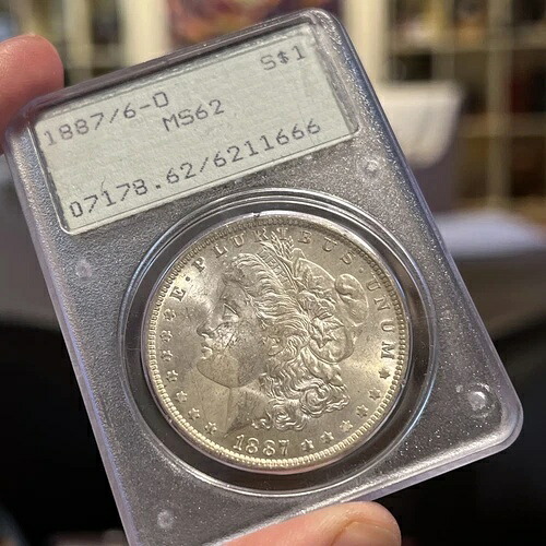 1887/6-O モルガン銀貨 PCGS MS62 オーバーデート OGH 極めて希少なラトラー！ 1.2