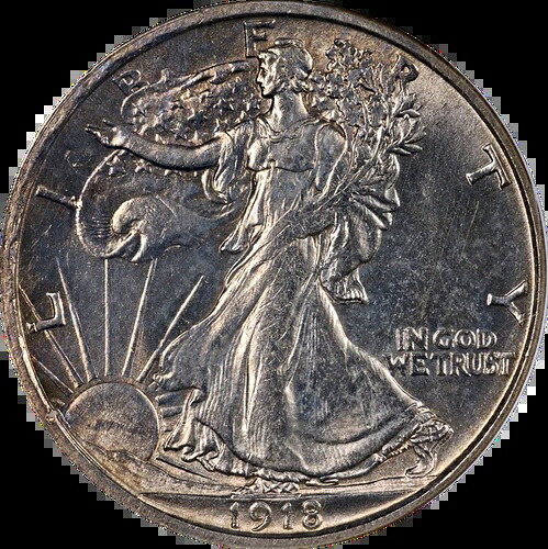1918-D ウォーキング・リバティ・ハーフ NGC MS63 素晴らしい外観、良好なストライク｜WORLD RESOURCE【QUEEN店】