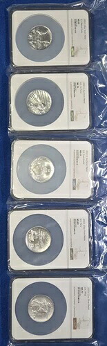 アメリカ軍 2.5オンス 銀メダル 5枚セット - NGC 70/69 - 陸軍 海軍 海兵隊
