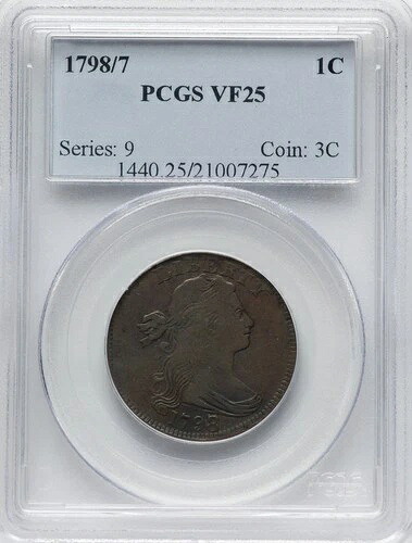 1798/7 S-152 R-2+ PCGS VF25 ドレープバスト ラージセントコイン 1セント 送料無料