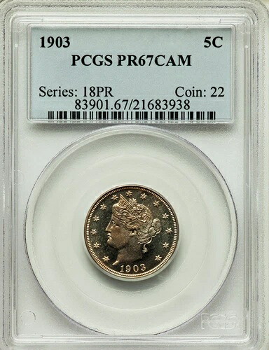 モンスタートップポップ レイザーストライク ブリリアント 1903 リバティニッケル プルーフ PCGS PR67 CAM