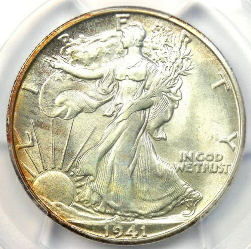 1941-S ウォーキング リバティ ハーフ ドル 50C - PCGS MS66+ プラス グレード - 4,750 ドル相当!