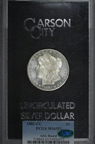 1881-CC GSA モルガン・ダラー PCGS MS-65 PL CAC オリジナルボックス＆カード付き