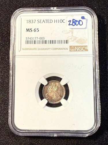 1837年 自由の女神像 半ダイム NGC MS 65