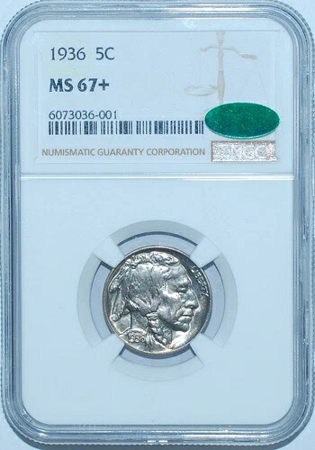1936 NGC MS67+ CAC バッファローニッケル