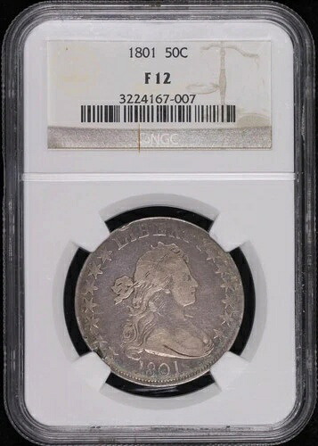 1801年ハーフドル金貨ドレープ胸像 NGC F-12