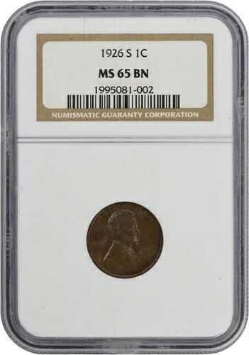 1926年-S リンカーンセント MS65BN NGC-