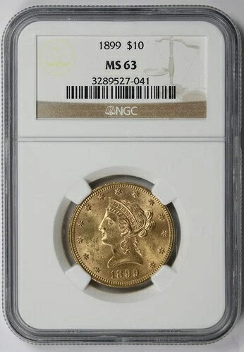 1899年 リバティヘッドイーグルゴールド $10 MS 63 NGC