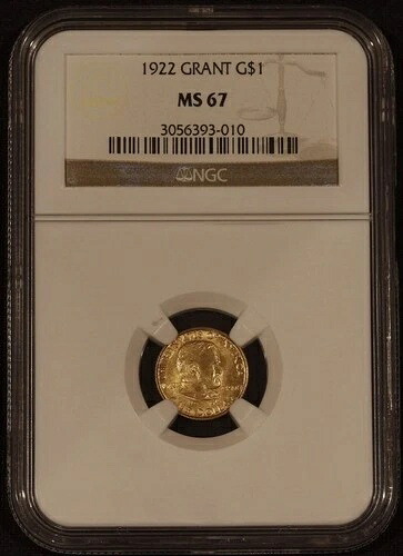 1922年 米国ユリシーズ・S・グラント記念金貨 G$1 NGC MS67認定金貨
