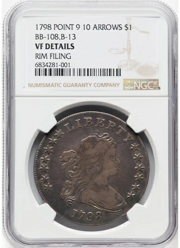 1798年 ドレープ胸像 銀貨 NGC VF 詳細 - 希少