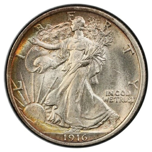 1916年 50セント ウォーキング・リバティ ハーフダラー PCGS MS65