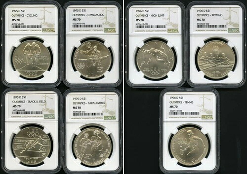 ?? アメリカ 1995-1996 アトランタオリンピック 銀貨 ? NGC MS 70 GEM UNC 7 枚