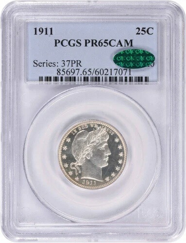 1911年 バーバー シルバー クォーター PR65CAM PCGS (CAC)