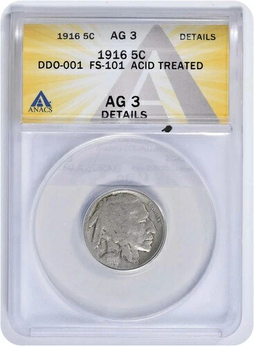 1916年製 バッファローニッケル FS-101 酸処理 AG03 詳細 ANACS