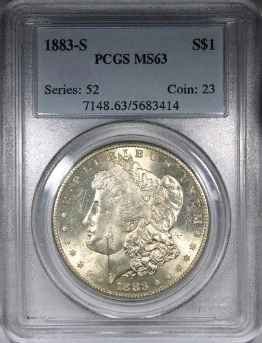 1883-S モルガン・ダラー PCGS MS63 主要日付 $1 ライトトーンコイン