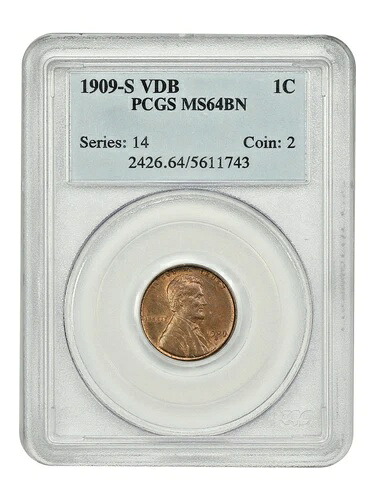 1909-S VDB 1C PCGS MS64BN - リンカーン・セント（小麦裏面） - キーデート