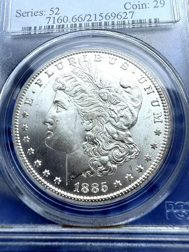 希少な米国造幣局未流通$1 1885-CC モーガンシルバー PCGS MS 66