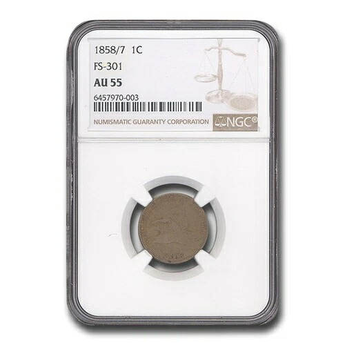 1858/7 フライングイーグルセント AU-55 NGC (FS-301)